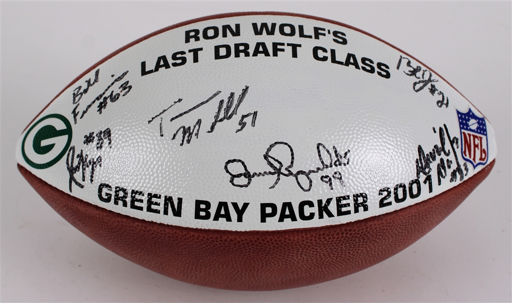 2001 Ron Wolfs Last Green Bay Packers Draft Class Signed ONFL Tagliabue Display Football w/ 6 Signatures (JSA / Pepper Burruss Collection)
