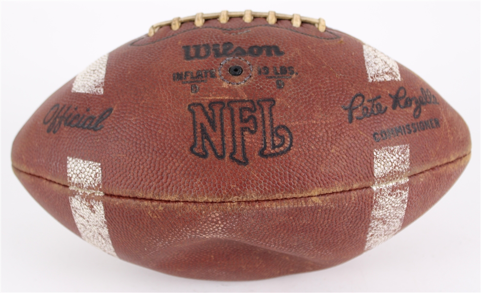 1971 Monday Night Football Game Used ONFL Rozelle White Striped Variation Football (MEARS LOA / Pepper Burruss Collection)