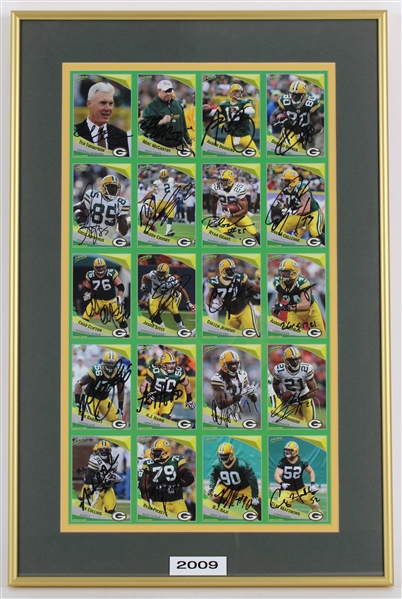 2009 Aaron Rodgers, Donald Driver, Mike McCarthy & more GB Packers Signed 15x22 Framed Uncut Card Sheet (JSA/ Pepper Burruss Collection)