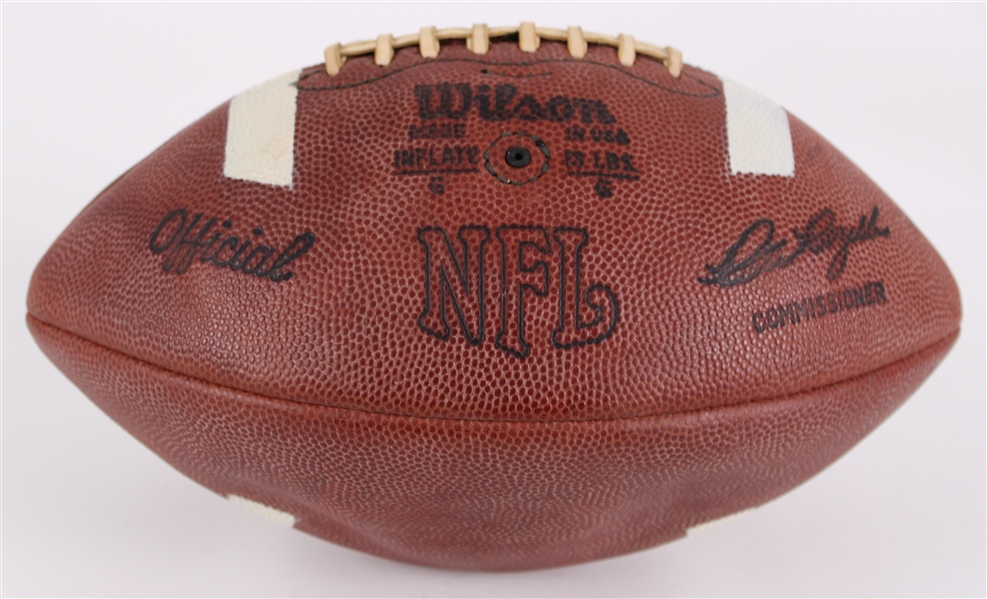 1974 Monday Night Football Game Used ONFL Rozelle White Striped Variation Football (MEARS LOA / Pepper Burruss Collection)