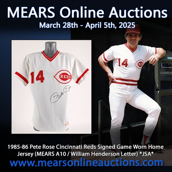 1985-86 Pete Rose Cincinnati Reds Signed Game Worn Home Jersey (MEARS A10 / William Henderson Letter) *JSA*