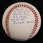 1995-99 Warren Spahn Milwaukee Braves Signed 5 Stats ONL Coleman Baseball *JSA*