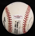 1995-99 Warren Spahn Milwaukee Braves Signed 5 Stats ONL Coleman Baseball *JSA*