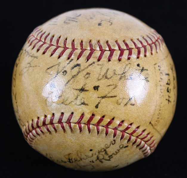 1934 AL Champion Detroit Tigers Team Signed OAL Harridge Baseball w/ 16 Signatures Including Hank Greenberg, Mickey Cochrane, Charlie Gehringer & More (JSA Full Letter)