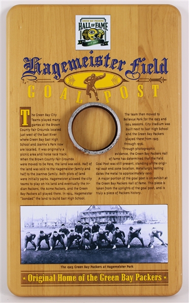 1919-22 Green Bay Packers Hagemeister Field 12" x 20" Display w/ Original Goalpost Section (MEARS LOA / Packer HOF COA / Pepper Burruss Collection) First Home Field in Packers History
