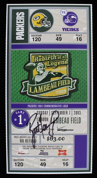 2003 Brett Favre Green Bay Packers Autographed Ticket (JSA)