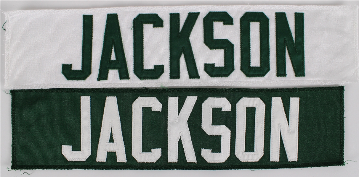 1990s-2000s Jackson Green Bay Packer Jersey Name Plates (Lot of 2)