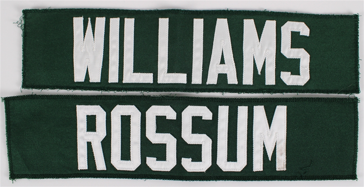 1990s-2000s Allan Rossum and Williams Green Bay Packers Jersey Name Plates (Lot of 2)