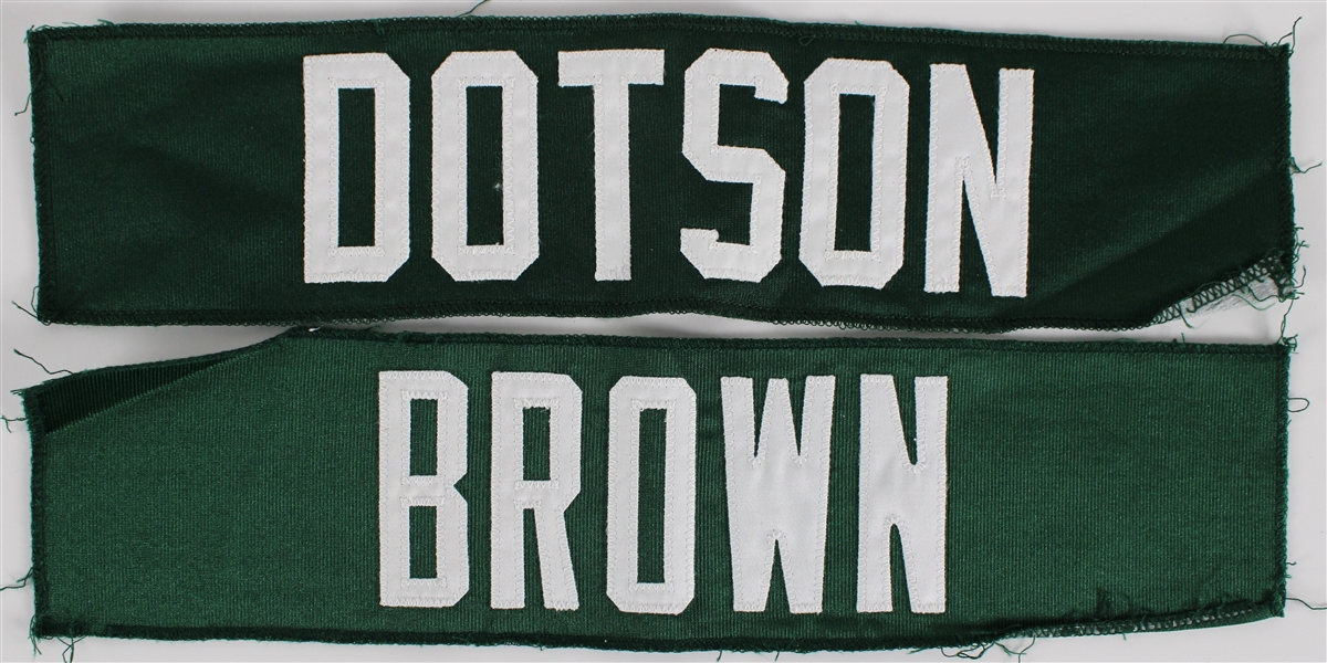1990s-2000s Dotson and Brown Green Bay Packers Jeresy Name Plates (Lot of 2)