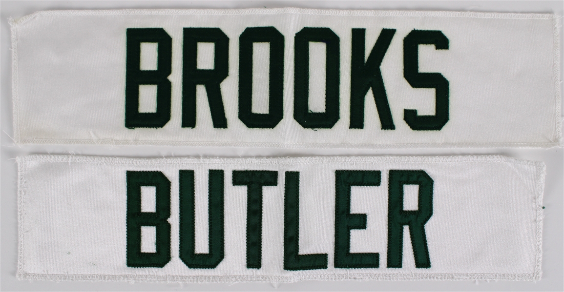 1990s-2000s Leroy Butler and Robert Brooks Green Bay Packers Jersey Name Plates (Lot of 2)