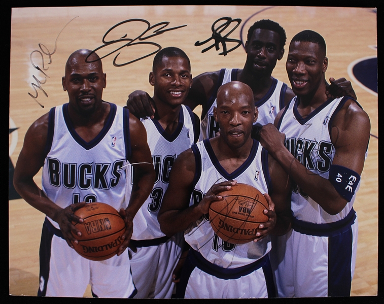 2000-2002 Glenn Robinson, Ray Allen, Tim Thomas & more Milwaukee Bucks Signed 11x14 Photo (JSA)