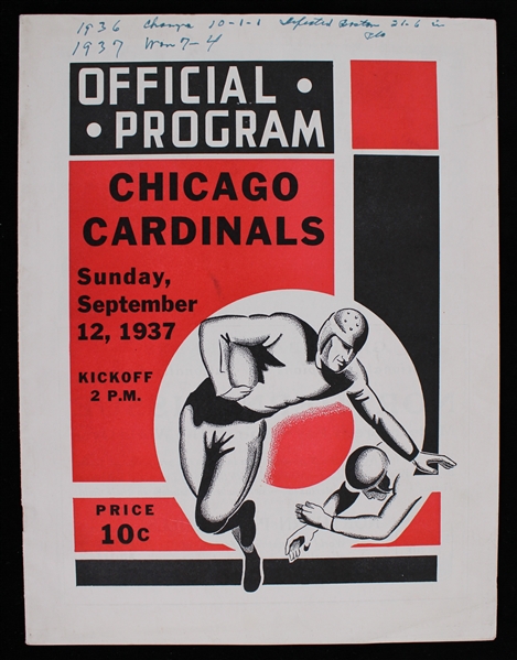 1937 Green Bay Packers Chicago Cardinals City Stadium Game Program (Pepper Burruss Collection)