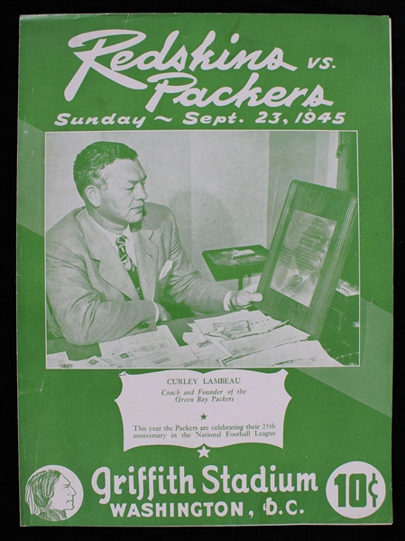 1945 Washington Redskins Green Bay Packers Griffith Stadium Game Program (Pepper Burruss Collection)
