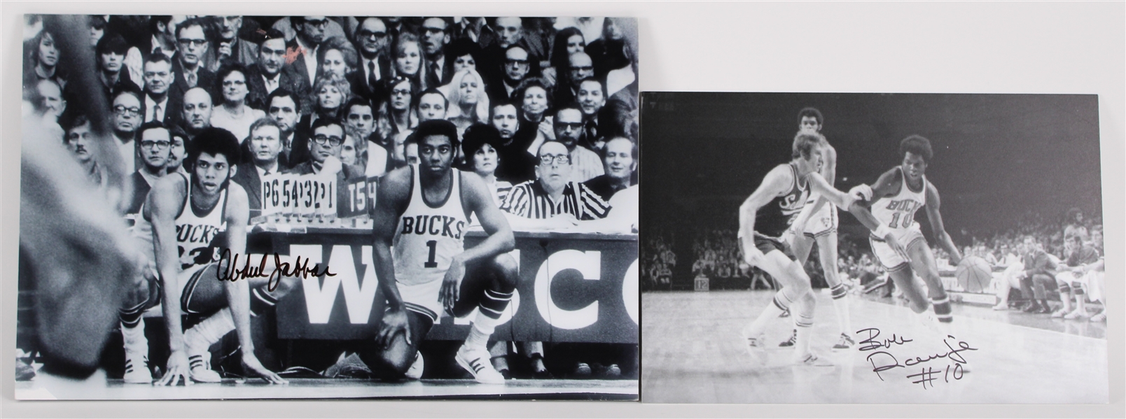 1970s Kareem Abdul Jabbar Bob Dandridge Milwaukee Bucks Signed Oversize Mounted Photos - Lot of 2 (JSA)
