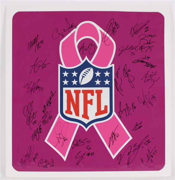 2010s Green Bay Packers Multi Signed 22" x 23" Breast Cancer Awareness Pink Ribbon Display w/ 25 Signatures Including Aaron Rodgers, Charles Woodson & More (JSA / Pepper Burrus Collection)