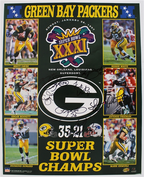 1997 Green Bay Packers Multi Signed 16" x 20" Super Bowl XXXI Champs Poster w/ 9 Signatures Including Antonio Freeman, LeRoy Butler, Gilbert Brown & More (JSA / Pepper Burruss Collection)