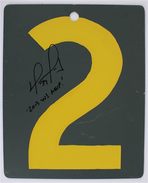 2013 David Ortiz Boston Red Sox Signed Fenway Park World Series Championship Season Game Used 13x16 Metal Scoreboard Number Plate (MEARS LOA / JSA / Red Sox Letter)