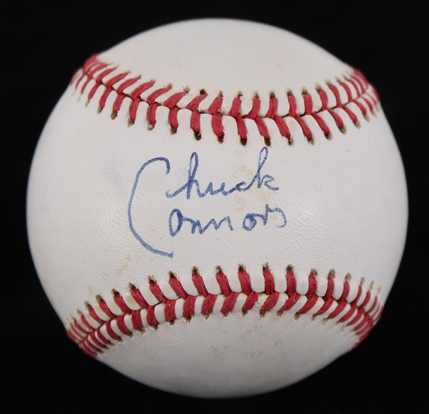 1987-89 Chuck Connors The Rifleman Signed ONL Giamatti Baseball (JSA)
