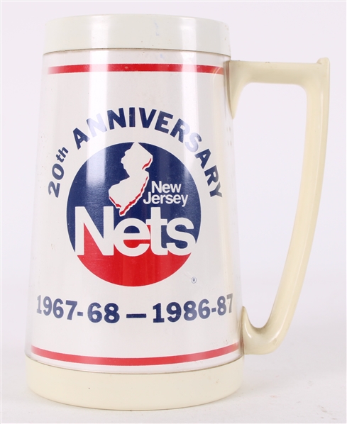 1986-87 New Jersey Nets 20th Anniversary Miller Lite Thermal Mug 
