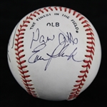 1986-89 Oakland Atheltics Multi Signed Baseball w/ 3 Signatures Including Eric Plunk, Curt Young and 