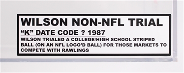 1987 Official NFL Pete Rozelle Prototype Football w/ White Stripes (MEARS LOA / Pepper Burruss Collection)