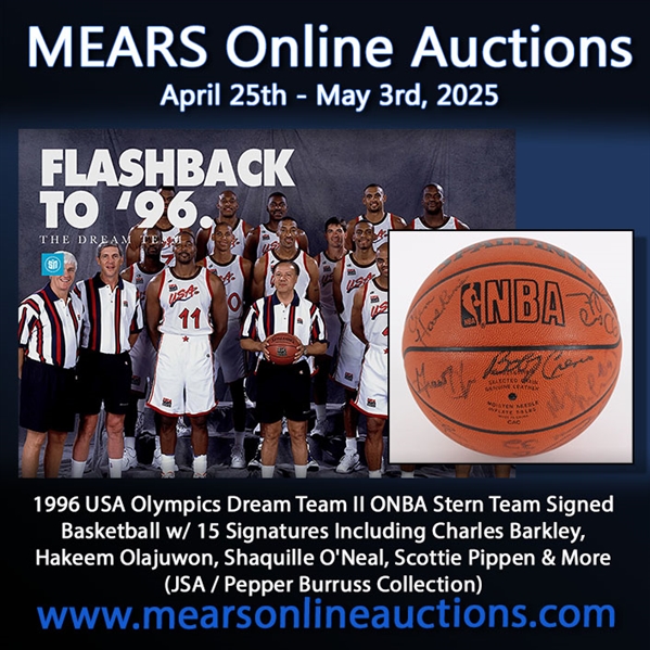1996 USA Olympics Dream Team II ONBA Stern Team Signed Basketball w/ 15 Signatures Including Charles Barkley, Hakeem Olajuwon, Shaquille ONeal, Scottie Pippen & More (JSA / Pepper Burruss Collection)