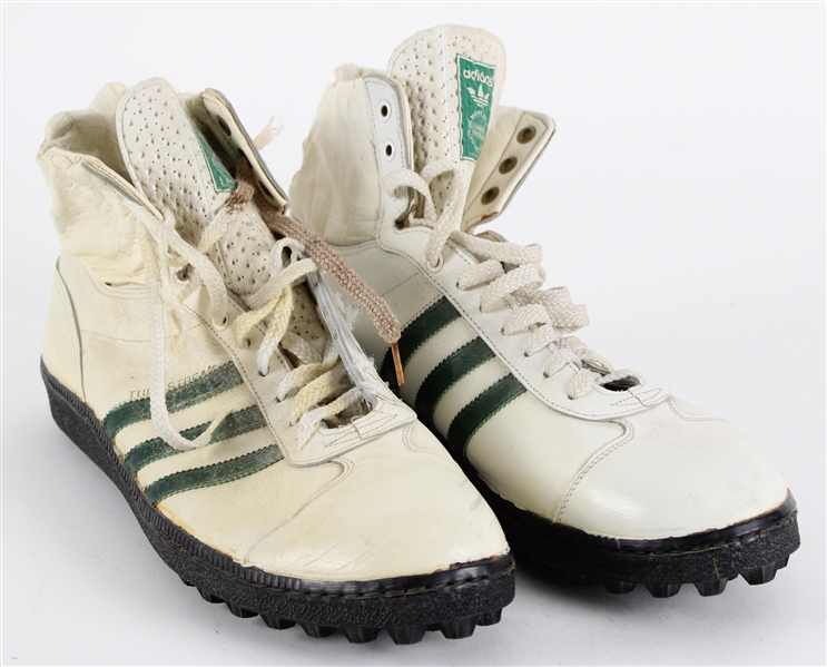 1980s Green Bay Packers Game Worn Adidas Turf Streak Cleats w/ Packers Logo Wristband (MEARS LOA / Pepper Burruss Collection)
