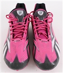 2010 (October 3) Nick Barnett Green Bay Packers Game Worn Pink Reebok Cleats w/ Hand Towel (MEARS LOA / Pepper Burruss Collection) Barnett's Last Game w/ Packers