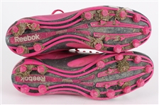 2010 (October 3) Nick Barnett Green Bay Packers Game Worn Pink Reebok Cleats w/ Hand Towel (MEARS LOA / Pepper Burruss Collection) Barnett's Last Game w/ Packers