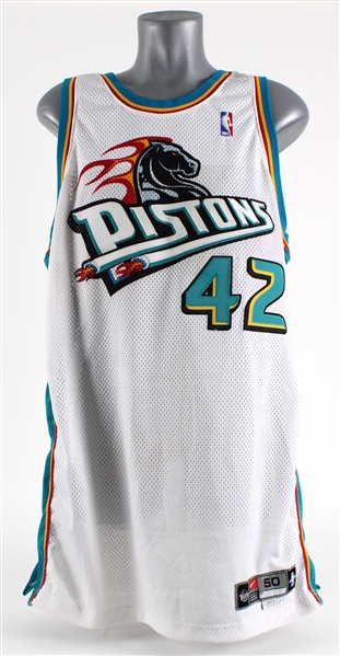2000-01 Jerry Stackhouse Detroit Pistons Game Worn Home Jersey (MEARS A5)