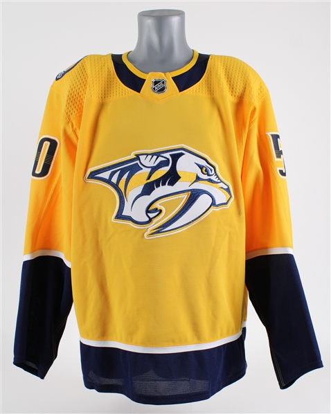 2022 Cameron Hausinger Nashville Predators Preseason Jersey (MEARS LOA)