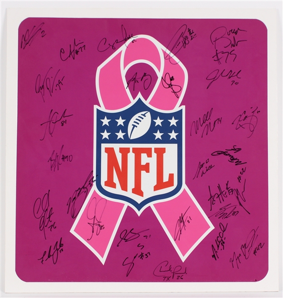 2010-11 Green Bay Packers Multi Signed 22" x 23" Breast Cancer Awareness Ribbon Display w/ 28 Signatures Including Aaron Rodgers, Charles Woodson, Nick Collins & More (JSA / Pepper Burruss Collection)