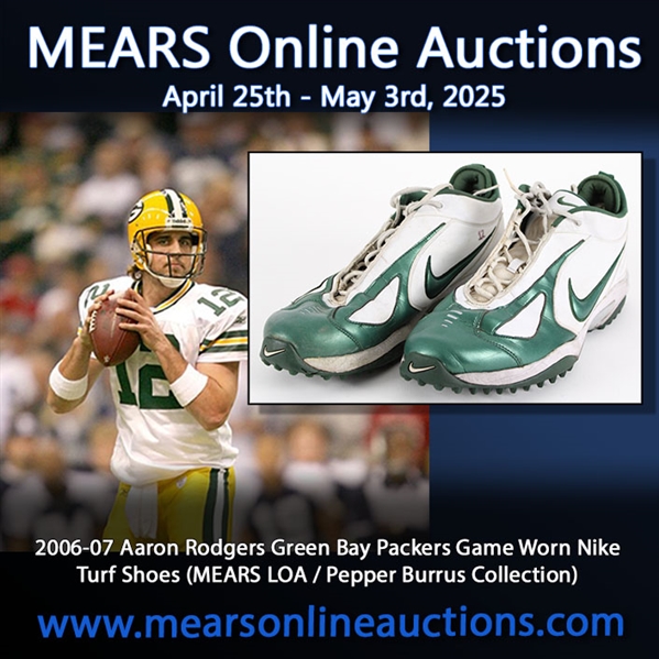 2006-07 Aaron Rodgers Green Bay Packers Game Worn Nike Turf Shoes (MEARS LOA / Pepper Burrus Collection) 