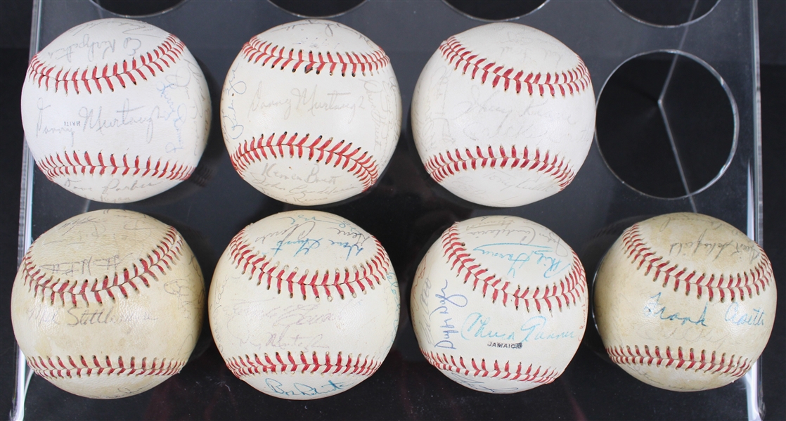 1965-79 New York Yankees & Pittsburgh Pirates Team Signed Baseballs - Lot of 7