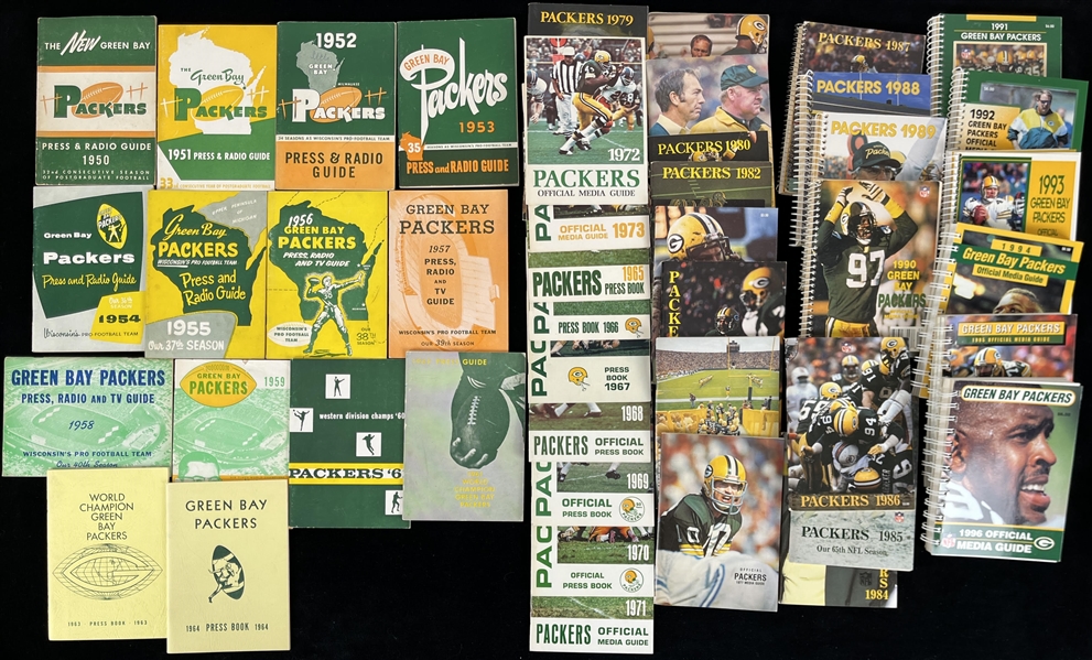 1950-2010s Green Bay Packers & NY Jets Media Guides, Yearbooks (Lot of 100+)(Pepper Burruss Collection)