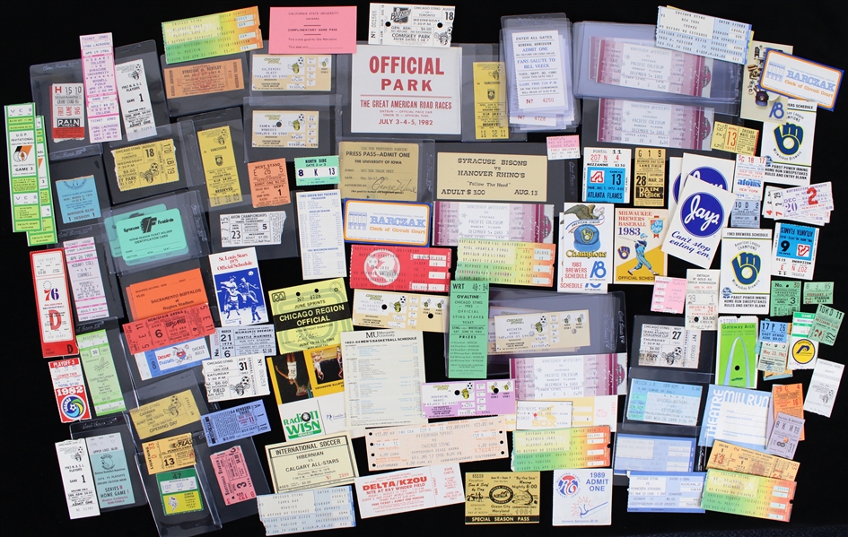 1970s-80s Sports Ticket Stub & Pocket Schedule Collection - Lot of 125 w/ Chicago Sting, NBA Playoffs, ABA Playoffs, Fans Salute to Bill Veeck & More