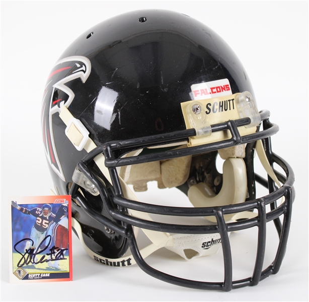 1990-94 Scott Case Atlanta Falcons Game Worn Football Helmet w/ Signed Trading Card (MEARS LOA / JSA)
