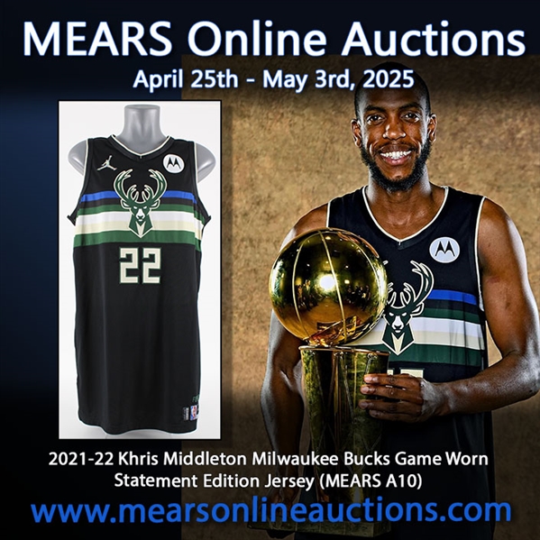 2021-22 Khris Middleton Milwaukee Bucks Game Worn Statement Edition Jersey (MEARS A10)