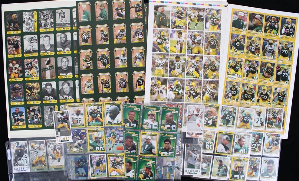 1990s-2010s Green Bay Packers Football Trading Card Collection - Lot of 175+ w/ Uncut Card Sheets & More (Pepper Burruss Collection)