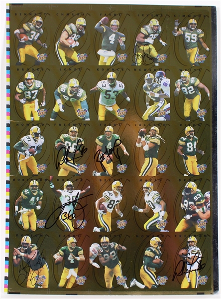 1997 Green Bay Packers Super Bowl XXXI 14" x 19" Uncut Card Sheet w/ 6 Signed Cards Including Brett Favre, LeRoy Butler, Antonio Freeman & More (JSA / Pepper Burruss Collection)