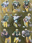 1997 Green Bay Packers Super Bowl XXXI 14 x 19 Uncut Card Sheet w/ 6 Signed Cards Including Brett Favre, LeRoy Butler, Antonio Freeman & More (JSA / Pepper Burruss Collection)