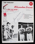 1960 Warren Spahn Hank Aaron Eddie Mathews and Bob Allen Milwaukee Braves Signed 7 Year History Magazine (JSA)
