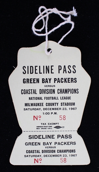 1967 Green Bay Packers vs Coastal Division Champions Full Sideline Pass