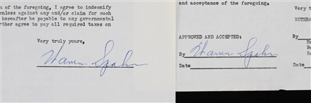 1955 Warren Spahn (d.2003) Milwaukee Braves Signed Greatest Sports Thrill Radio Program Contract  (JSA)