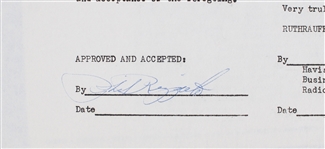 1955 Phil Rizzuto (d.2007) New York Yankees Signed Greatest Sports Thrill Radio Program Contract  (JSA)