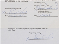1957 Gordie Howe (d.2016) Detroit Red Wings Signed Greatest Sports Thrill Radio Program Contract (JSA)