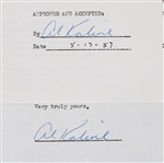 1957 Al Kaline (d.2020) Detroit Tigers Signed Greatest Sports Thrill Radio Program Contract (JSA)