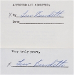 1955 Lew Burdette Milwaukee Braves Signed Greatest Sports Thrill Radio Program Contract (JSA)