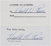 1956 Harold Pee Wee Reese Brooklyn Dodgers Signed Greatest Sports Thrill Radio Program Contract (JSA)