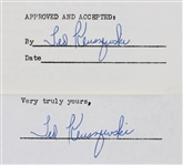 1955 Ted Kluszewski Cincinnati Reds Signed Greatest Sports Thrill Radio Program Contract (JSA)